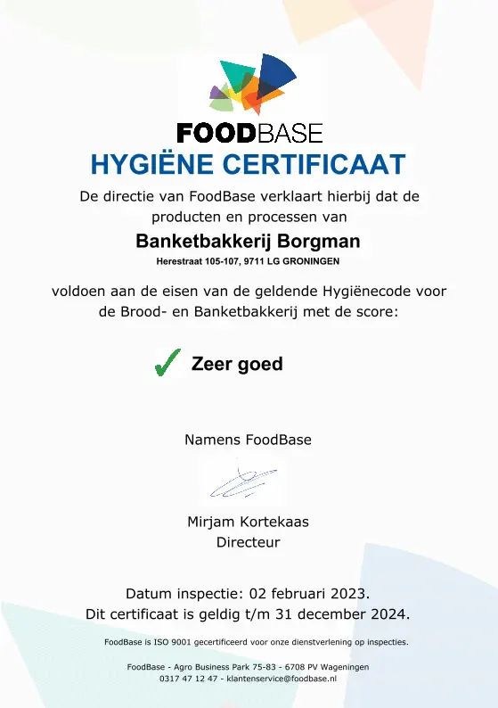 Borgman Banket - Foodbase / HACCP certificaat 2023